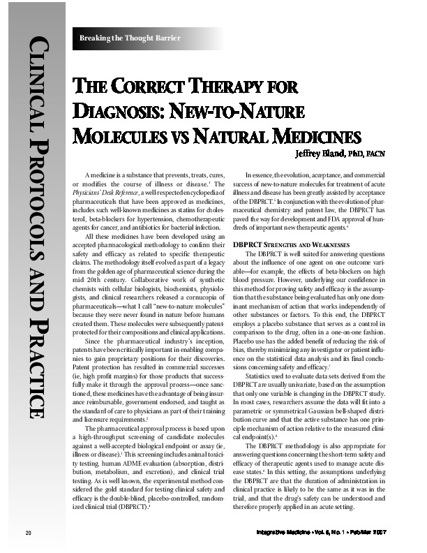 The Correct Therapy for the Diagnosis NewtoNature Molecules vs