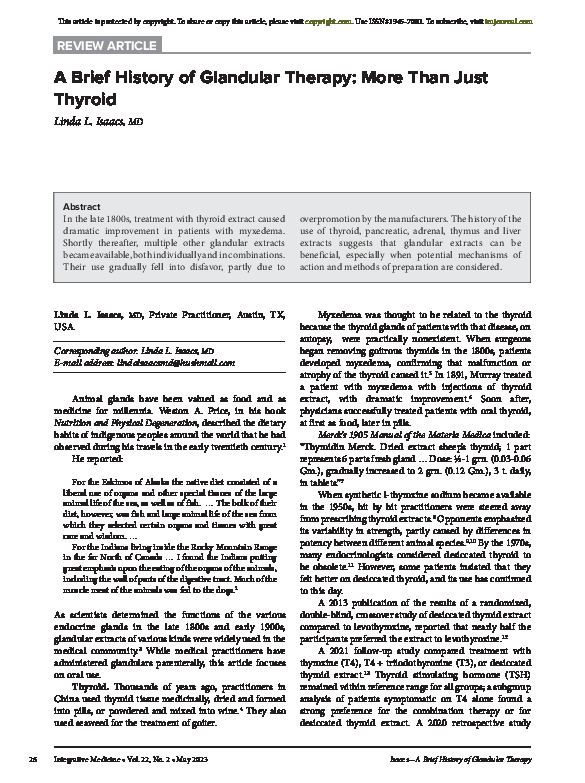 A Brief History of Glandular Therapy More Than Just Thyroid